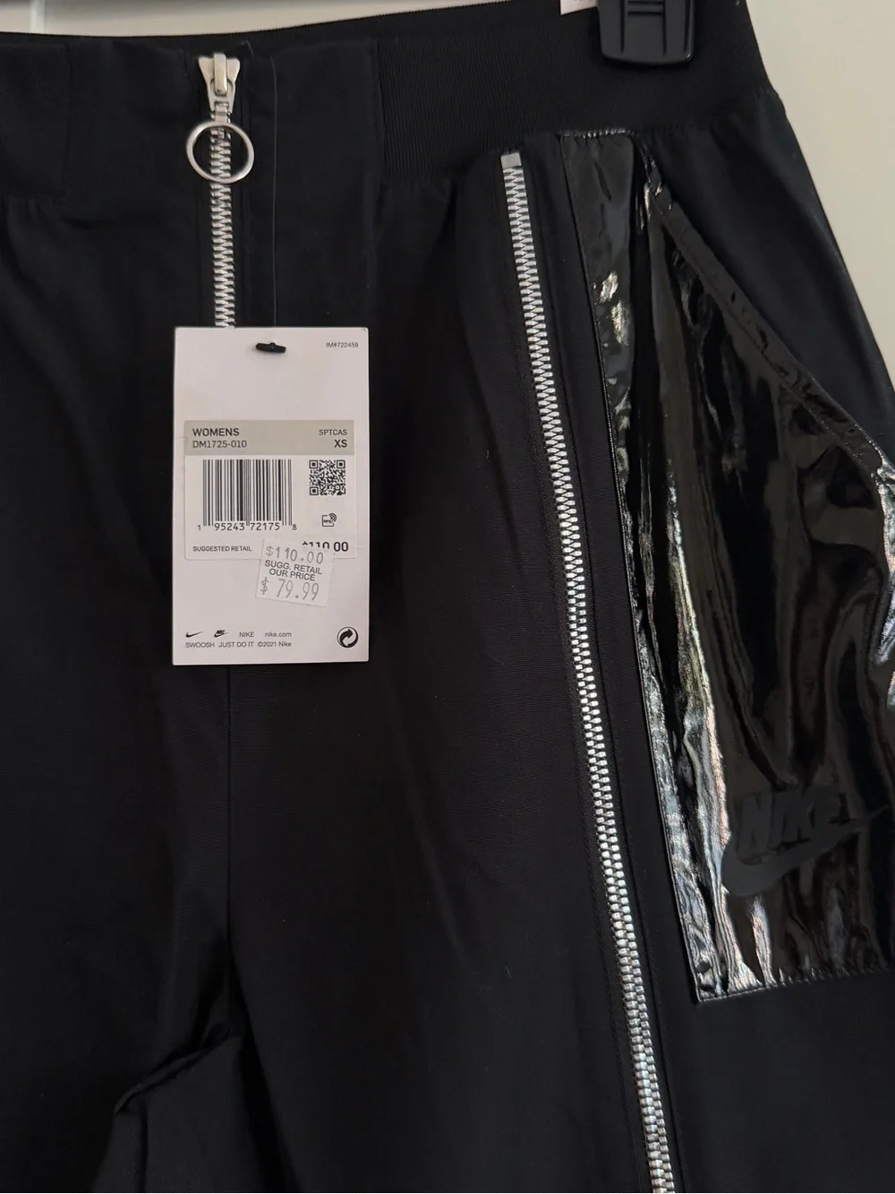 Nike Black Cargo Pants With Zipper Details, Size XS - Brand New